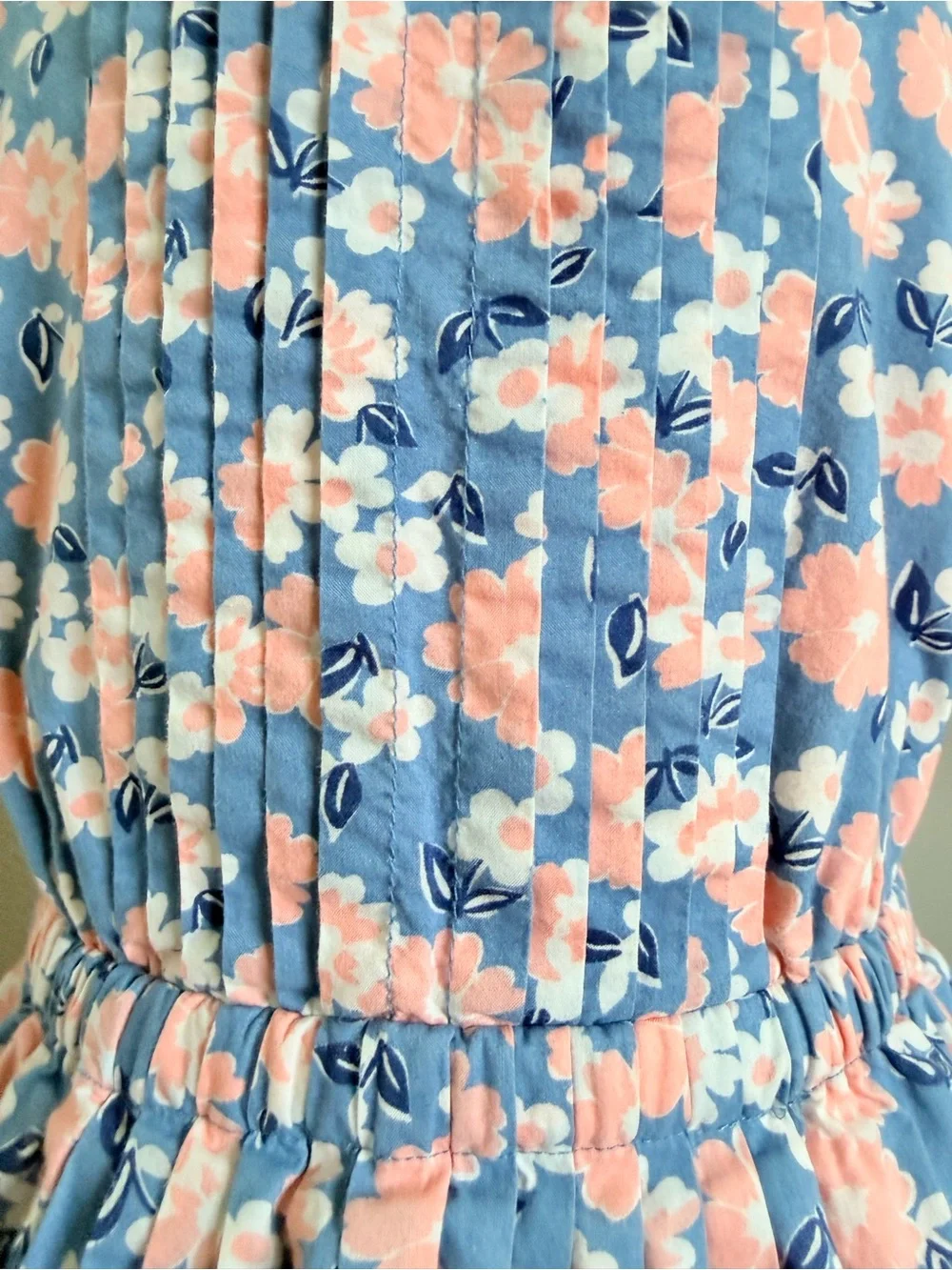 Mini Boden Girls 3-4Y Blue Pink Floral Dress Pleated Cotton Spring Easter